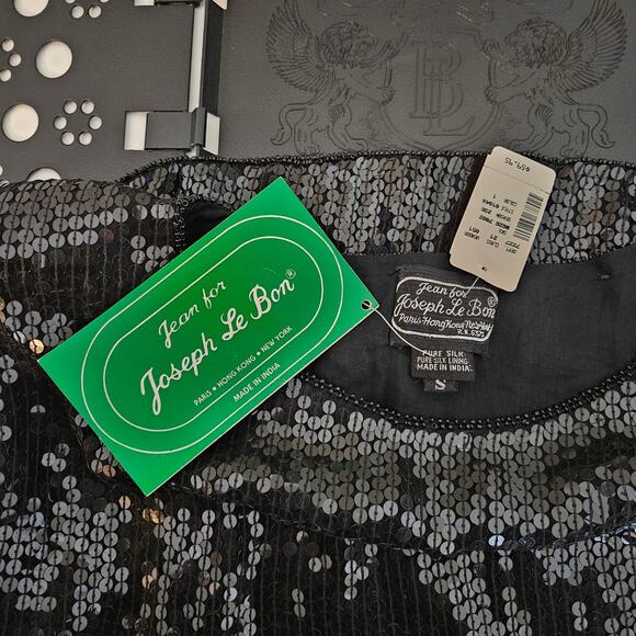 VTG Black Sequin Silk Top Party Occasion Jean for Joseph Le Bon | Women's S - Picture 10 of 16